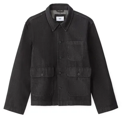 Produktbild von Celio Herren Jeansjacke Pucarrot7 Schwarz mit Metallknopfleiste und klassischem Hemdkragen Größe L