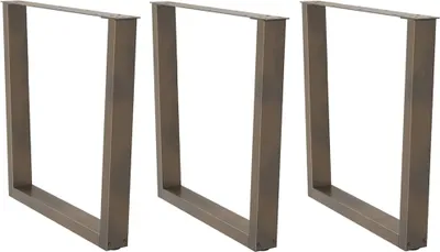 Image de Pieds de table à manger en forme de V, 3 pièces, acier naturel, 90 x (72-73,3) cm
