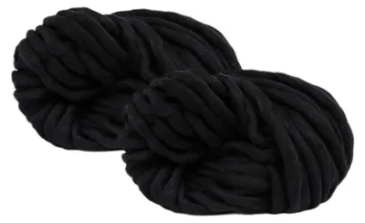 Image de Laine texturée pour tricotage à l'aiguille, 500g (2x250g), fil en écheveau, idéal pour le tricot grossier, couleur noire