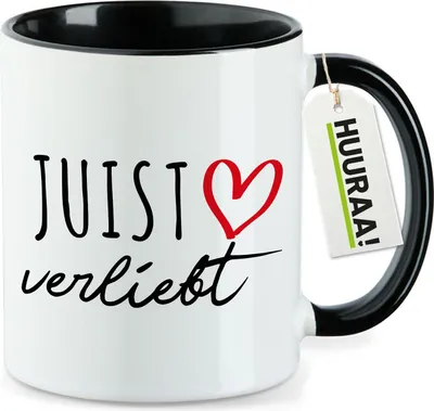 Produktbild von Huuraa Kaffeetasse Juist verliebt 330ml Schwarz Keramik Kaffeebecher Geschenkidee