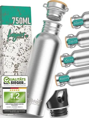 Produktbild von Stahlflasche mit Einwegverschluss - 1-Liter-Stahlflasche mit 750-ml-750-ml-350-ml-Inhalt
