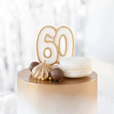 Produktbild von Geburtstagskerze Gold Glitzer "60" für Torte
