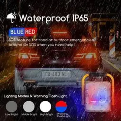 Immagine prodotto di Lampada da lavoro LED ricaricabile, grado di protezione IP65 – 100 W, 2400 lumen – 6500 K, luce bianca simile alla luce diurna – Autonomia fino a 12 ore