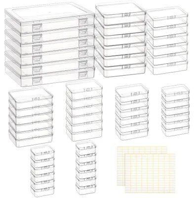 116er-Set Aufbewahrungsboxen, 9 Größen, transparent, mit Scharnierdeckel