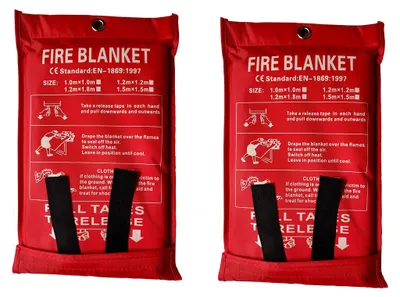 Feuerlöschdecke 1,5 x 1,5 m, Glasfaser, 2 Stück, weiß