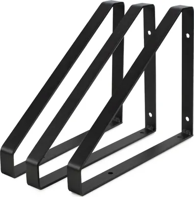 Produktbild von Rikmani Regalträger Metall Regalhalterung Wandträger Regalhalter für Wandregal RAY schwarz, 3 Stück