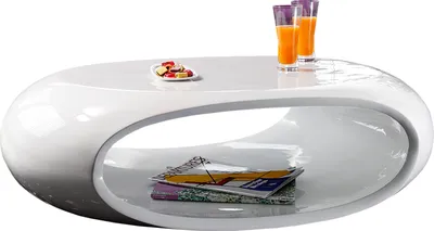 Produktbild von SalesFever Couchtisch oval | Hochglanz lackiert | Fiberglas | B 100 x T 70 x H 32 cm | weiß