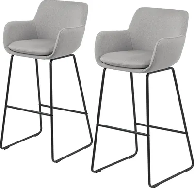 Produktbild von home24 Barstuhl - 2er-Set - Webstoff / Metall