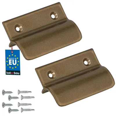 Productafbeelding van KOTARBAU® 2 Stuks Balkondeurgreep Terrasdeurgreep 65 x 45 mm Aluminium Deurgreep Balkon Terrasdeurgreep met Brug Goud