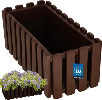 Zdjęcie produktu dla KOTARBAU® Doniczka Balkonowa Skrzynka Na Balustradę Taras Rustykalna Brązowa 38 x 18 x 16 cm
