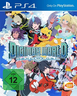 The image is a collage of anime-style characters and Digimon, with the game title prominently displayed. It appears to be cover art for a video game.