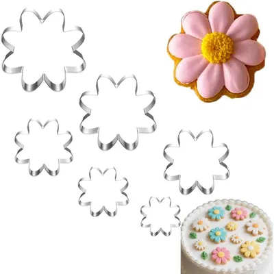Immagine prodotto di Set di formine a margherita, 6 pezzi, acciaio inossidabile, lavabili in lavastoviglie, dimensioni da 2,5 a 10,2 cm