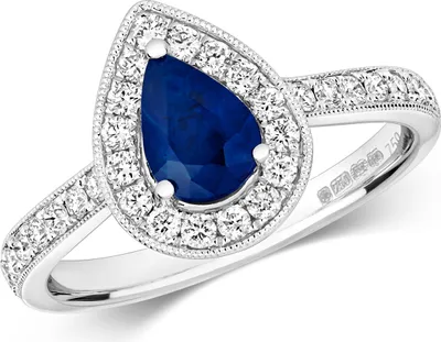 Produktbild von Edler 18 Karat (750) Weißgold Cluster Damen - Diamant Ring Brillant-Schliff 0.35 Karat HI - SI mit Saphir, 51 (16.2); TRS2374RSL