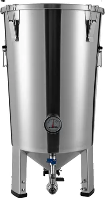 Immagine prodotto di Serbatoio di fermentazione per birra, capacità 32 litri, raffreddamento ad acqua, argento