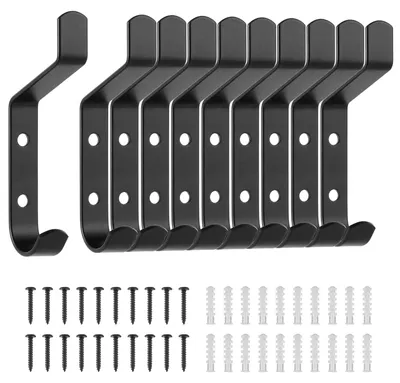 Produktbild von Kleiderhaken aus Edelstahl, Wandhaken, Garderobenhaken, Schraubhaken, für Schlafzimmer, Badezimmer, Küche, schwarz, 10 cm