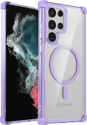Immagine prodotto di Custodia magnetica per Samsung Galaxy S22 Ultra 5G compatibile con MagSafe, antiurto, protezione militare trasparente Viola