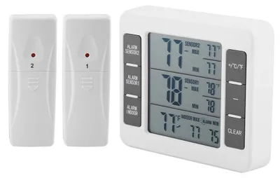 Digitales Kühlschrankthermometer mit 2 Sensoren, Alarm, Min/Max