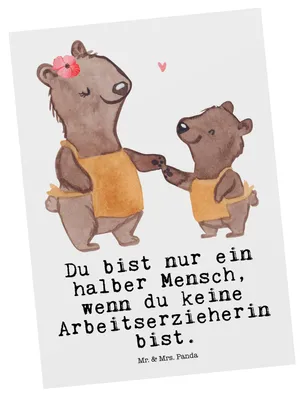 Produktbild von Mr. & Mrs. Panda Postkarte Arbeitserzieherin Herz - Weiß - Geschenk, bildkarte, Studium, Ansichtskarten, Beruf, Spruch, Ansichtskarte, Ausbildung, Grußkarte, Lustig