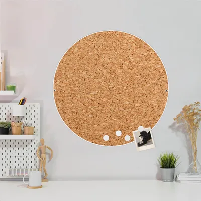 Produktbild von Design Stahlmagnettafel Weiß Rund 47cm Kork