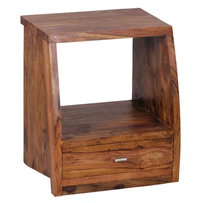 Produktbild von Wohnling Sheesham Massivholz Nachtkonsole mit 1 Schublade und Ablage 45 x 53 x 40 cm WL1.517
