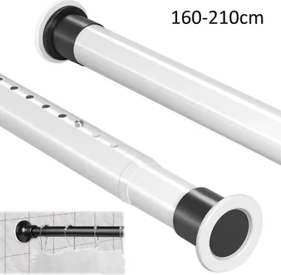Obrázek produktu pro Univerzální teleskopická tyč na sprchový závěs z nerezové oceli bez vrtání, bílá, 160-210 cm