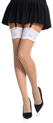 Immagine prodotto di Calze a rete con inserti in pizzo, taglia M, colore bianco
