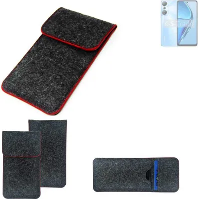 Produktbild von K-S-Trade Handy Schutz Hülle kompatibel mit Infinix Hot 20 Schutzhülle Handyhülle Filztasche Pouch Tasche Case Sleeve Filzhülle dunkelgrau roter
