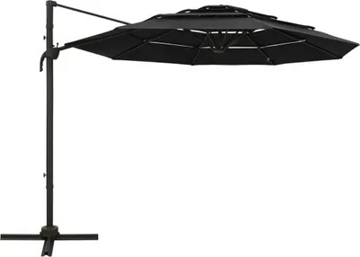 Produktbild von vidaXL Sonnenschirm mit Aluminium-Mast 4-lagig Schwarz 3x3 m