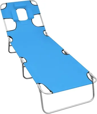 Produktbild von Klappbare Sonnenliege mit Kopfkissen Stahl Türkisblau, Gartenliege, Liegestuhl, Sonnenstuhl, Sonneninsel Outdoor, Liegen, Gartenmöbel, Bäderliege, Relaxliege - 310332