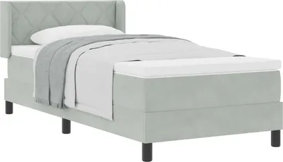 Produktbild von Boxspringbett mit Kopfteil Hellgrau 200 x 90 cm Samt