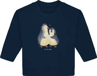 Produktbild von Mr. & Mrs. Panda Organic Baby Pullover Pinguin umarmen 24. - 36. Monat - French Navy - Geschenk, Hochzeitstag, Bullover, Hochzeit, Verknallt, Liebe, Umarmung Verliebt
