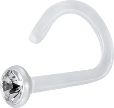 Produktbild von Karisma Nasenpiercing Bioplast Mit Kristall Elements 0,8mm Nasenstecker - Weiss
