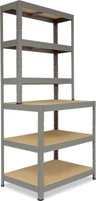 Produktbild von shelfplaza® PROFI 190x90x60cm Werkbank Regal Schwerlast grau 166kg Tragkraft / Schwerlast Steckregal mit 6 Böden / Schwerlastregal Metall Regalsystem als Garagenregal, Kellerregal, Werkstatt Regal