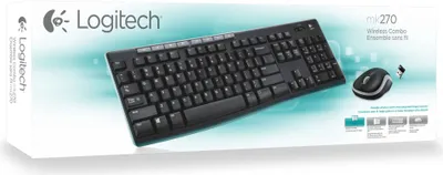 Zdjęcie produktu dla Logitech MK270, Pełnowymiarowy (100%), Bezprzewodowy, RF Wireless, QWERTY, Czarny, Dołączona myszka