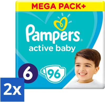 Produktbild von Pampers - Active Baby - Windeln - Größe 6 (13-18 kg) - Extra Groß - 96 Windeln - Vorteilspack - 2 Stücke
