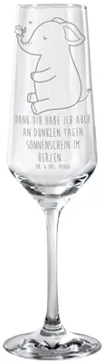 Produktbild von Mr. & Mrs. Panda Trinkglas Elefant Biene - Transparent - Geschenk, Liebesspruch, Champagnerglas, Liebe, Heiratsantrag, Sektkelch, Lustige Sprüche, Glas, Sektglas