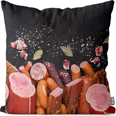 Produktbild von VOID Wurst Fleisch Brotzeit Kissenbezug Kissenhülle sofa couch wohnzimmer dekoration wasserfest Outdoor Garten Kissen bezug deko