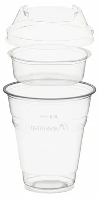 Produktbild von 50x Trinkbecher 300ml + Domdeckel stapelbar + Einsatzbecher Ø 96mm (PLA)