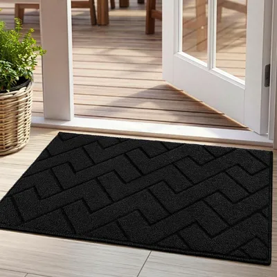 Productafbeelding van Binnen- en buitenmat, vuilafschermer, 45 x 75 cm, zwart, antislip, plat, gemakkelijk schoon te maken