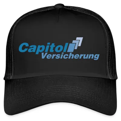 Produktbild von Spreadshirt Stromberg Logo Capitol Versicherung Trucker Cap, One size, Schwarz/Schwarz