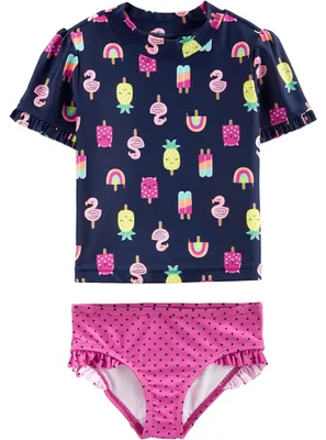 Produktbild von Simple Joys by Carter's Baby-Mädchen 2-Piece Assorted Rashguard Rash-Guard-Set,