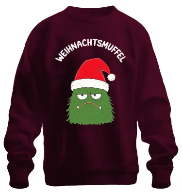 Produktbild von WEIHNACHTSMUFFEL Weihnachtsmonster Nikolausmütze sarkastisch Sweatshirt Pullover, Burgundy, XXL