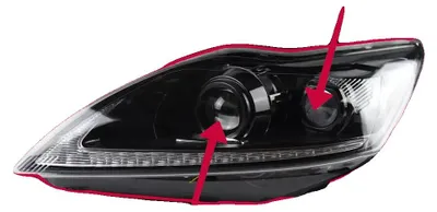 Produktbild von Scheinwerferanbau, kompatibel mit Ford Focus 2009-2013, Tagfahrlicht, Bi-Xenon-Linse, LED-Kit