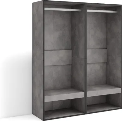 Produktbild von Offener Kleiderschrank, 120x35x145 cm, Für Schlafzimmer, Zimmer, Garderobenschrank, Zementgrau