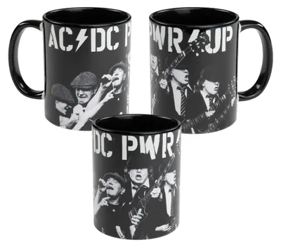 Produktbild von AC/DC Tasse - PWR/UP Kaffeetasse Becher Kaffeebecher aus Keramik Schwarz 320 ml