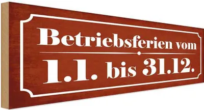 Produktbild von vianmo Holzschild 10x27 cm Betriebsferien vom 1.1. - 31.12