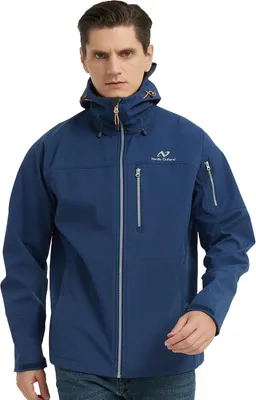 Immagine prodotto di Giacca antipioggia softshell impermeabile, giacca antivento con cappuccio e 7 tasche, modello leggero