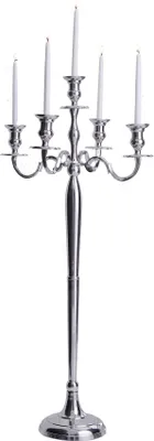 Produktbild von Kerzenständer MODERN BAROCK 120cm silber 5-armig Lüster Aluminium poliert Kerzenhalter