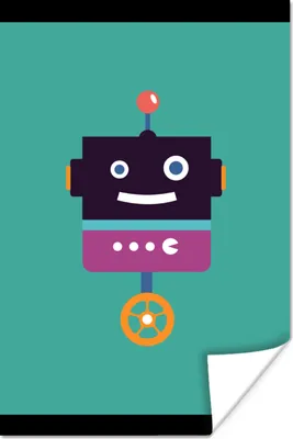 Produktbild von MuchoWow® Poster Roboter - Rad - Lila - Grün - Jungen - Kinder 90x120 cm - Wohnzimmer