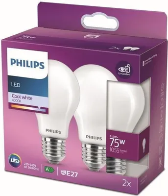 Immagine prodotto di Philips Lampada LED equivalente 75W E27 bianco freddo, non dimmerabile, in vetro, set di 2